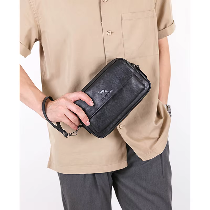 Pochette en cuir PU pour hommes, portefeuille Long, Mini sac à main à bandoulière carré, porte-carte croisé, pochette nécessaire pour téléphone, sac à main