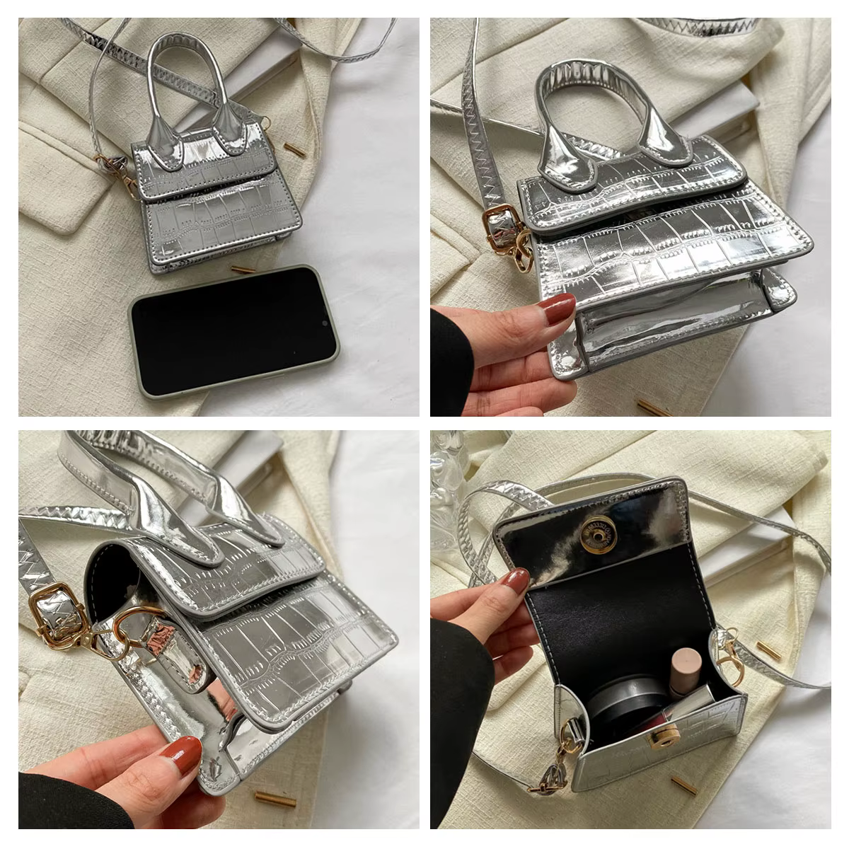Sac à main mini tendance et élégant à motif pierres brillantes