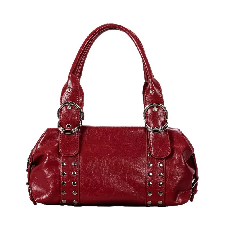 2025 marque Design Vintage Rivet Larfe capacité en cuir oreiller sacs à main mode élégant voyage aisselle sac femmes sac fourre-tout décontracté