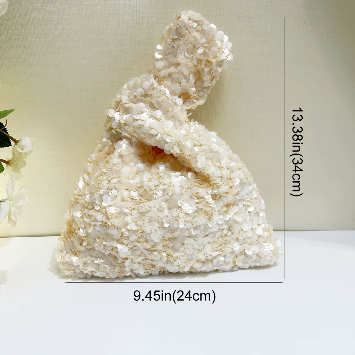Pochette de soirée élégante en sequins blancs pour femmes