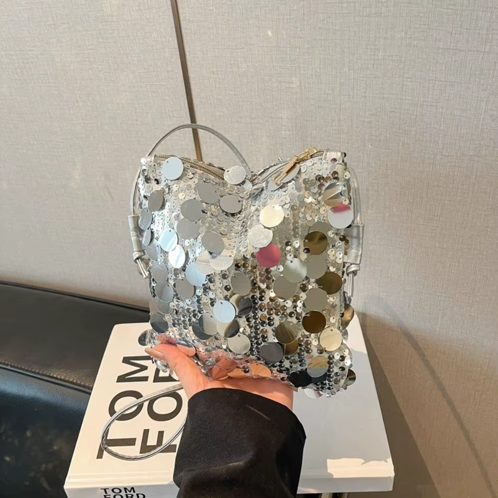 Sac à bandoulière mini en sequins pour femme