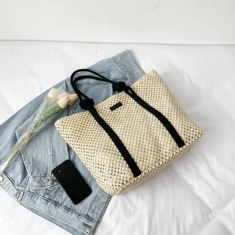 Sac à main élégant en paille tissé pour femmes