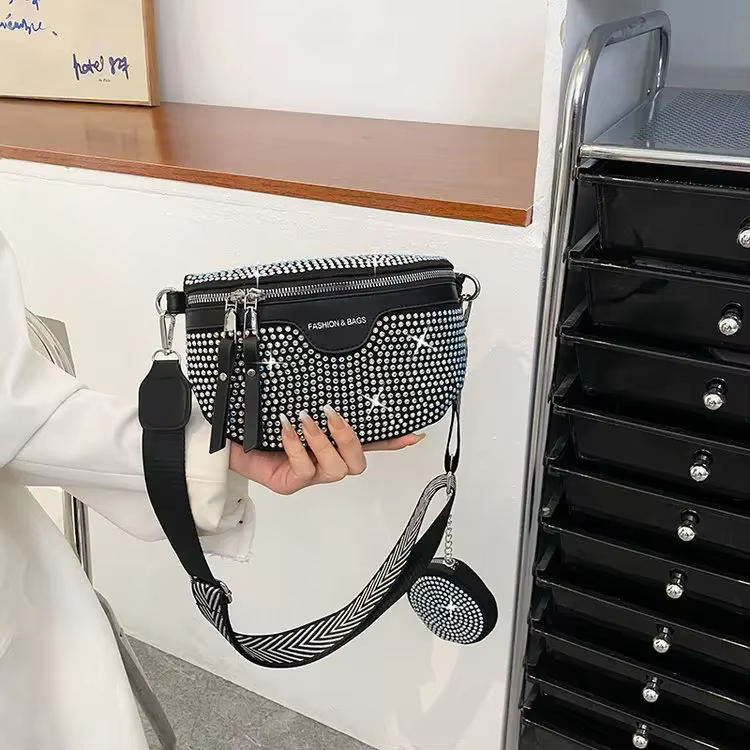 Sac bandoulière chic style coréen avec diamants brillants