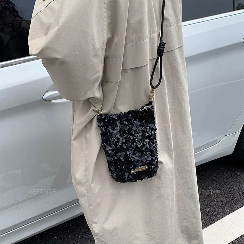 LEFTSIDE Mini paillettes sacs à bandoulière pour femmes 2025 concepteur nouvelle soirée Bling