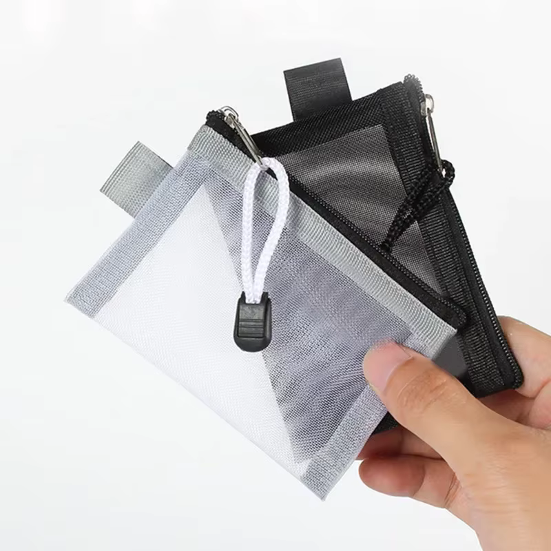 Mini porte-monnaie en Nylon transparent à fermeture éclair