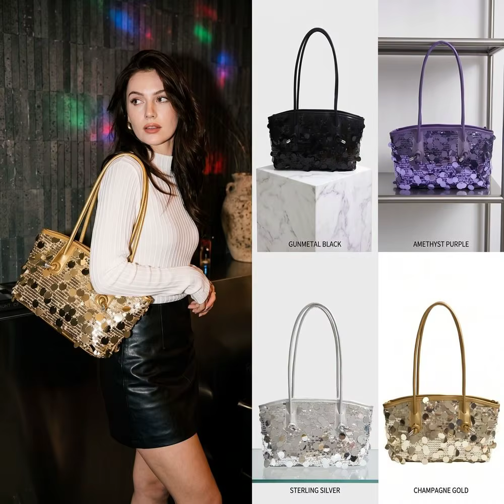 Sac fourre-tout portable à paillettes brillantes