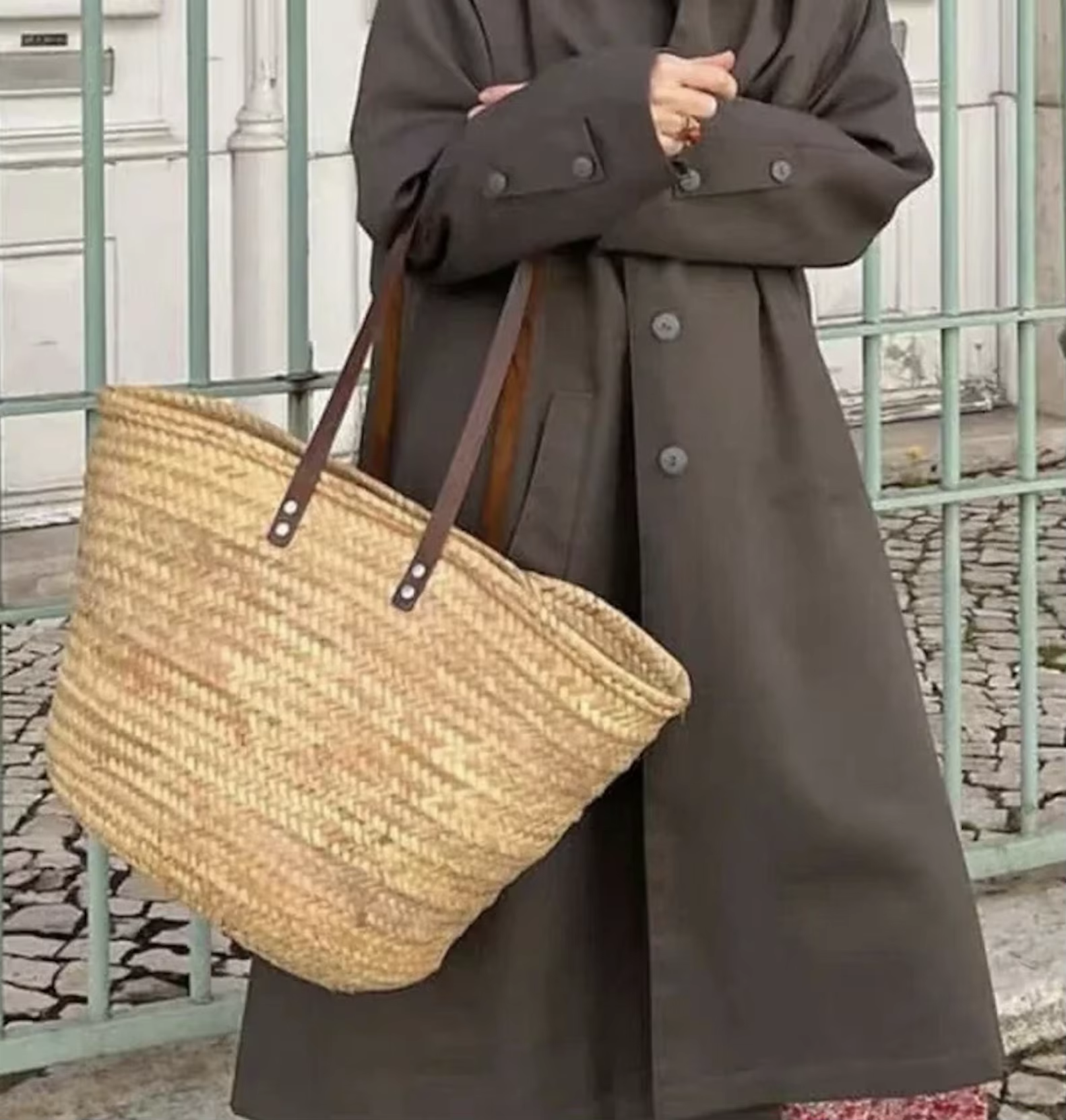 Sac de plage 2026 style français en paille pour femme