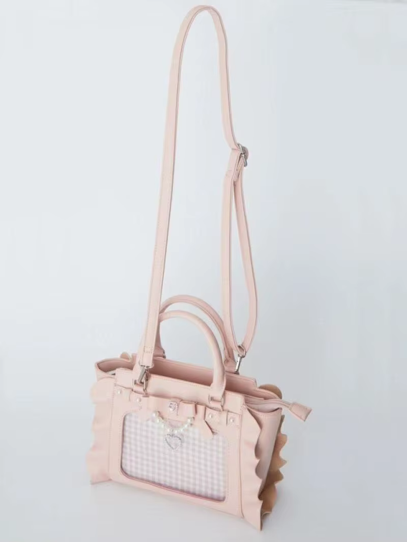 Harajuku carré rose Ita sac femmes nouveau japonais perle poignée sac de messager portefeuille femme doux mignon sacs à bandoulière esthétique