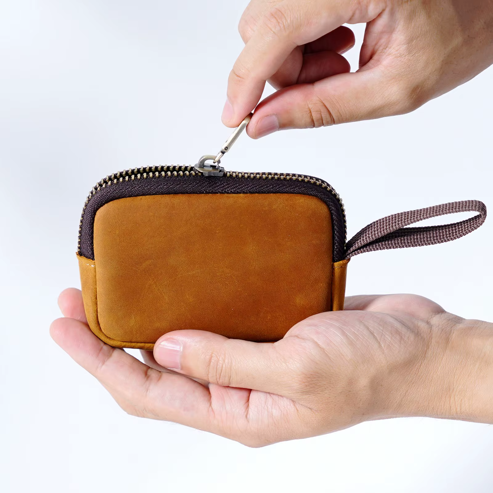 Porte-monnaie en cuir véritable avec porte-clés