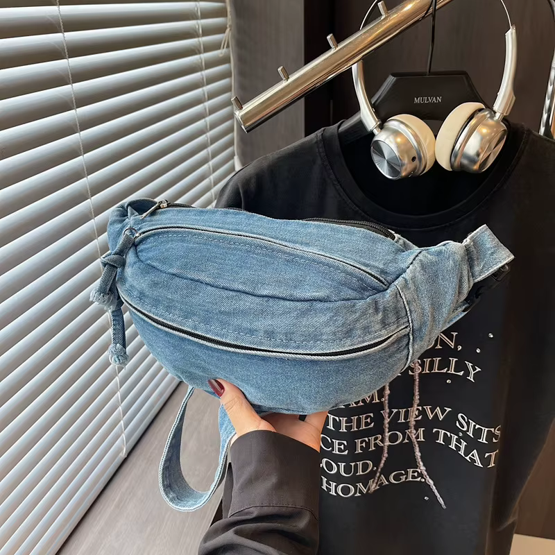 Sac bandoulière rétro en jean pour femme