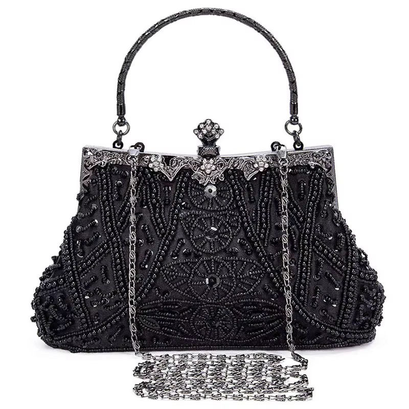 Sac à main de soirée bleu foncé vintage pour femmes