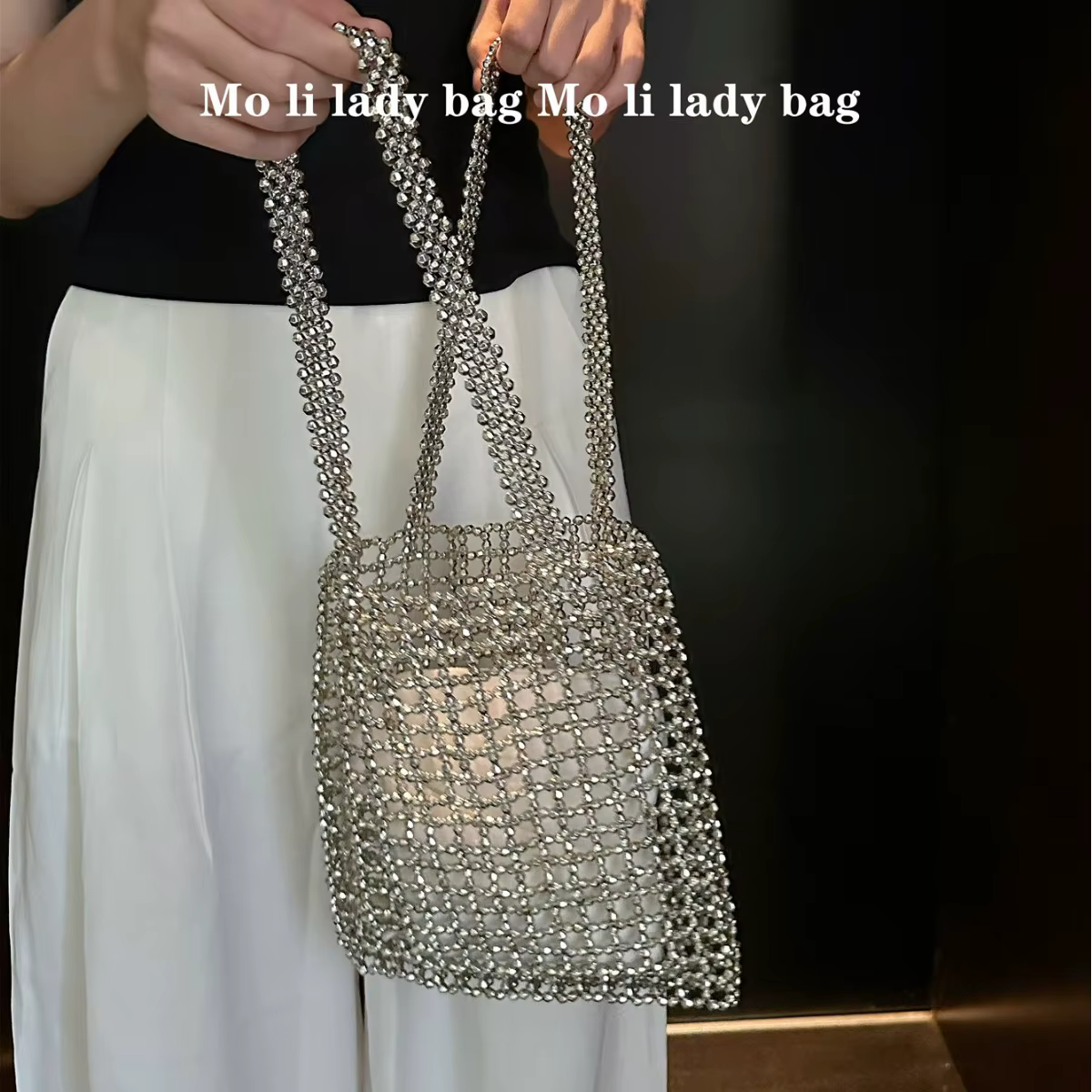 Sac à bandoulière pour femme perlé et brillant