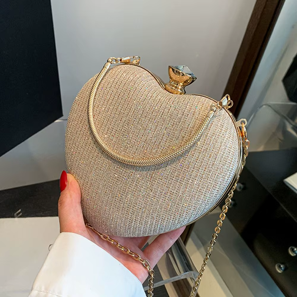 Sac de soirée circulaire en soie brillante dorée pour femmes