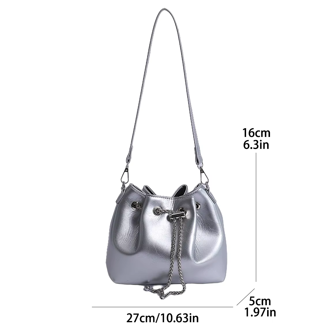 Sac à bandoulière argenté de luxe pour femmes