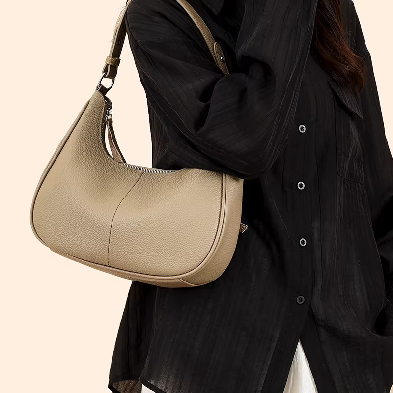 Sac à bandoulière Hobo en cuir véritable de luxe