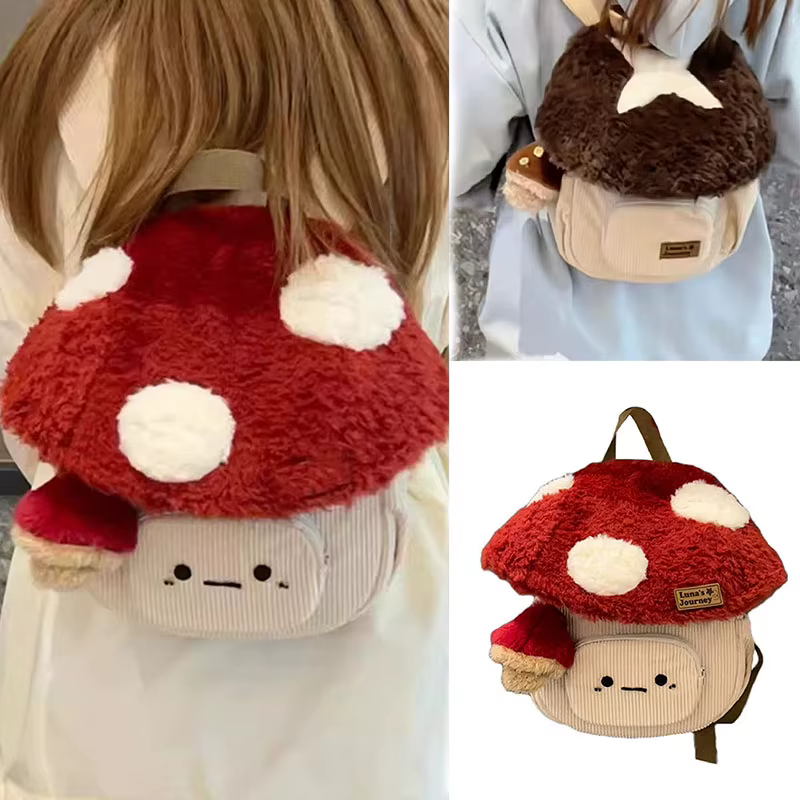 Mode dessin animé champignon sacs à dos pour femmes nouveau automne hiver