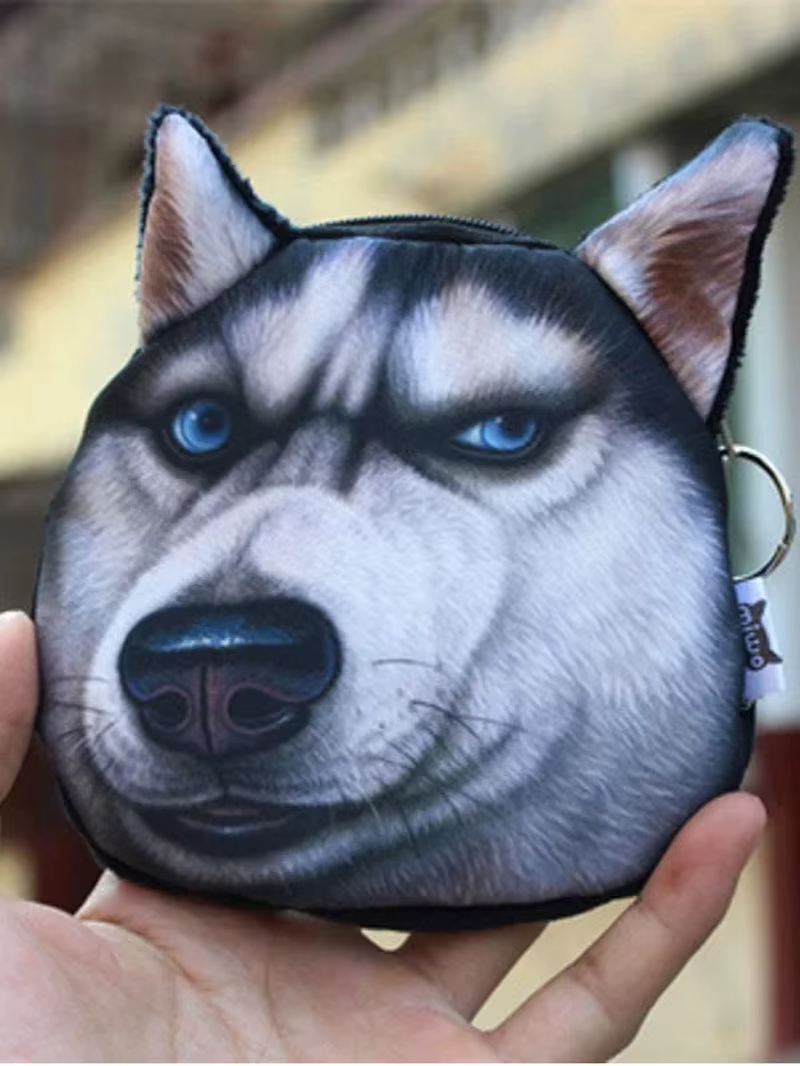Nouveau dessin animé mignon Akita Husky chien porte-monnaie sac de rangement personnalité 3D Animal