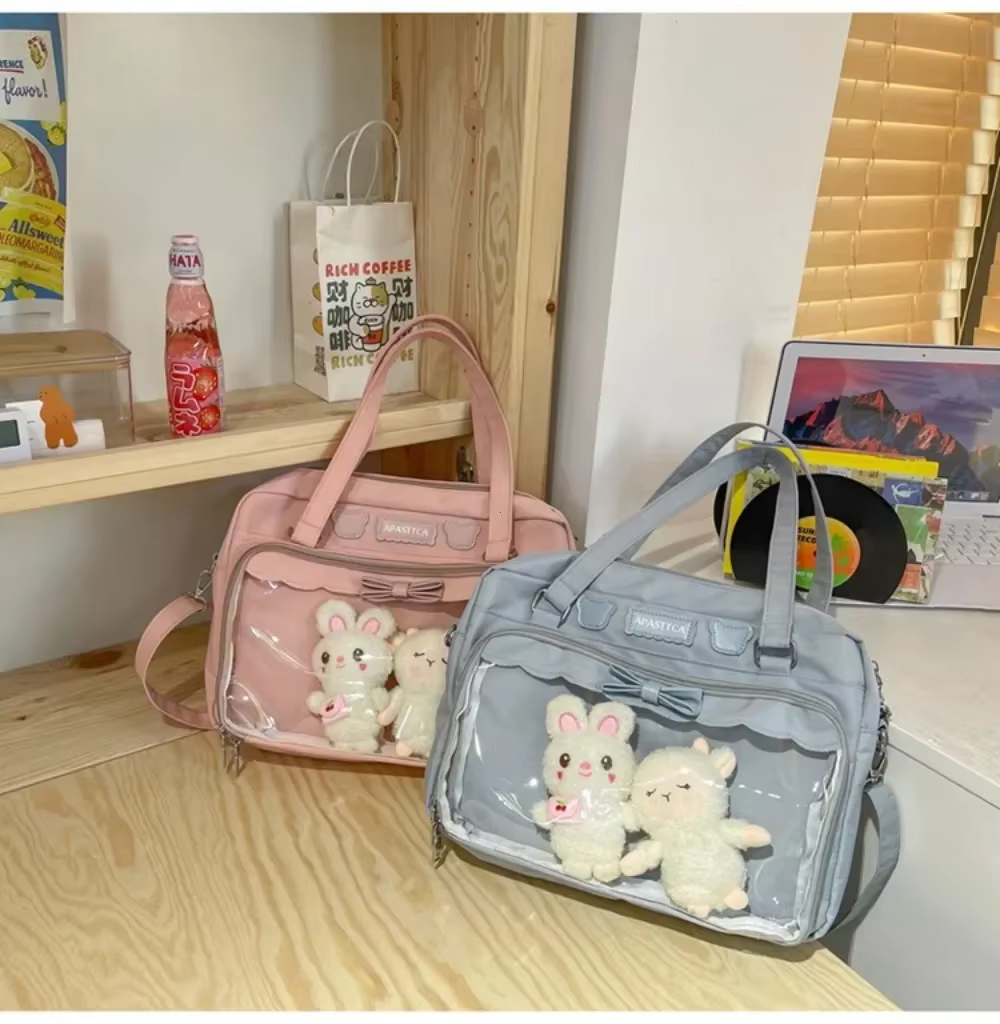 Japonais mignon Transparent toile Itabag mode filles un sac à bandoulière étudiant personnalité sac