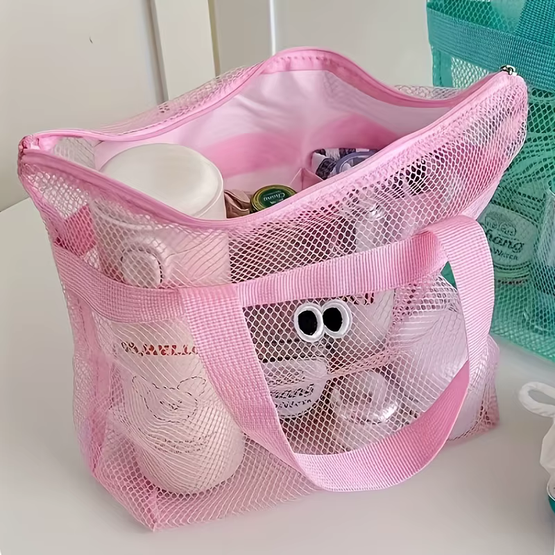 Sac de plage en filet multicolore avec grands œillets