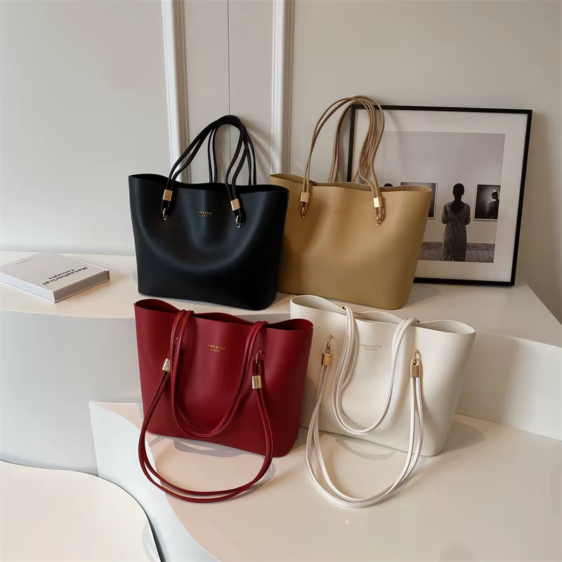 Sac à bandoulière rouge en cuir PU, grande capacité, marque de bonne qualité, fourre-tout de luxe de styliste, grand sac à main pour banlieue, fête de mariage