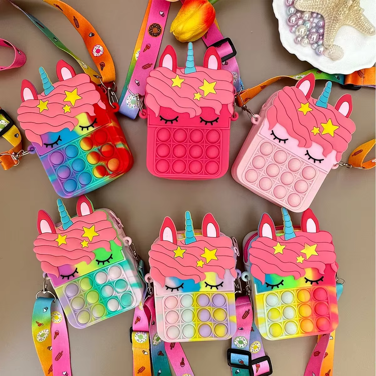 Sac bandoulière Licorne anti-stress pour filles