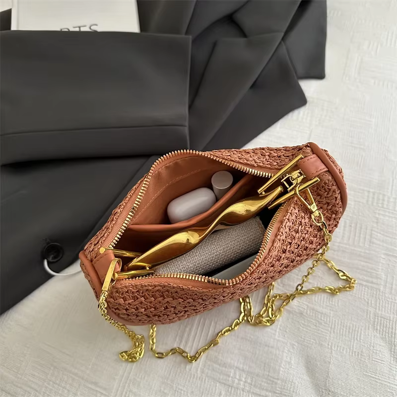 Gusure été concepteur épaule sac à bandoulière paille tissage pochette sac à main femmes boulette bandoulière sac de plage mode nuage sac à main