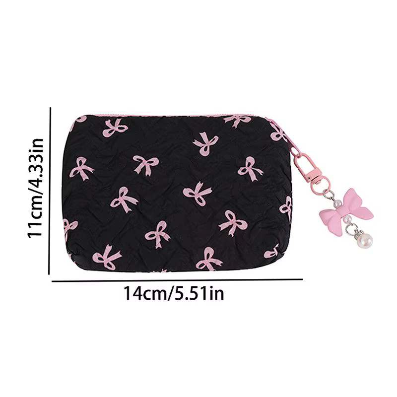 Trousse de maquillage en tissu avec nœud mignon