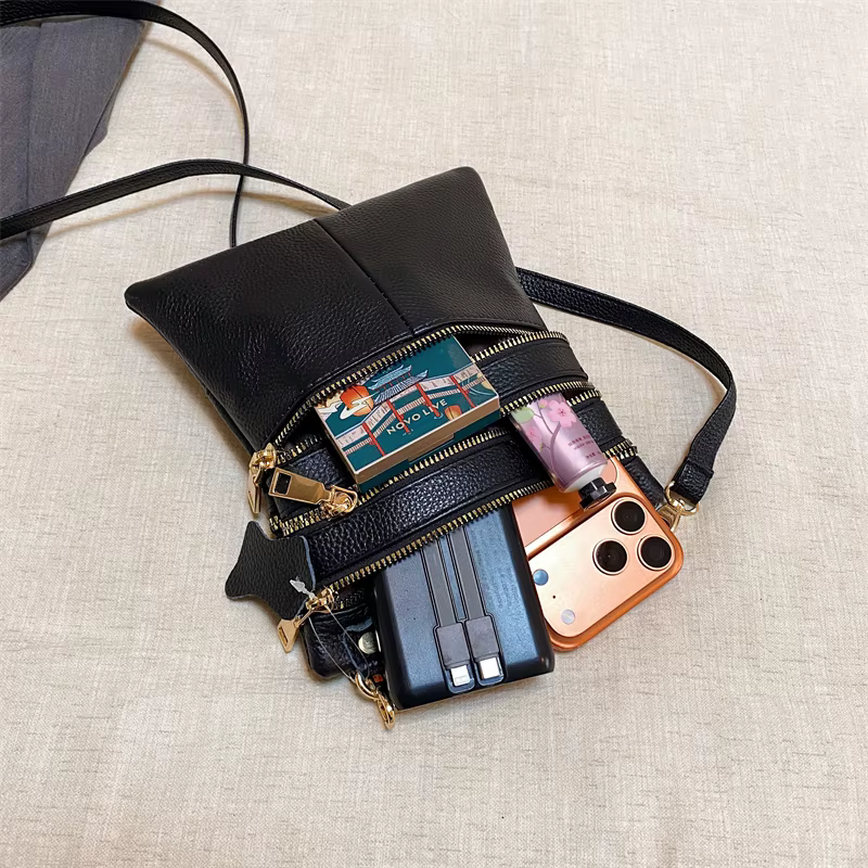 Sac à bandoulière de luxe en cuir véritable pour femmes