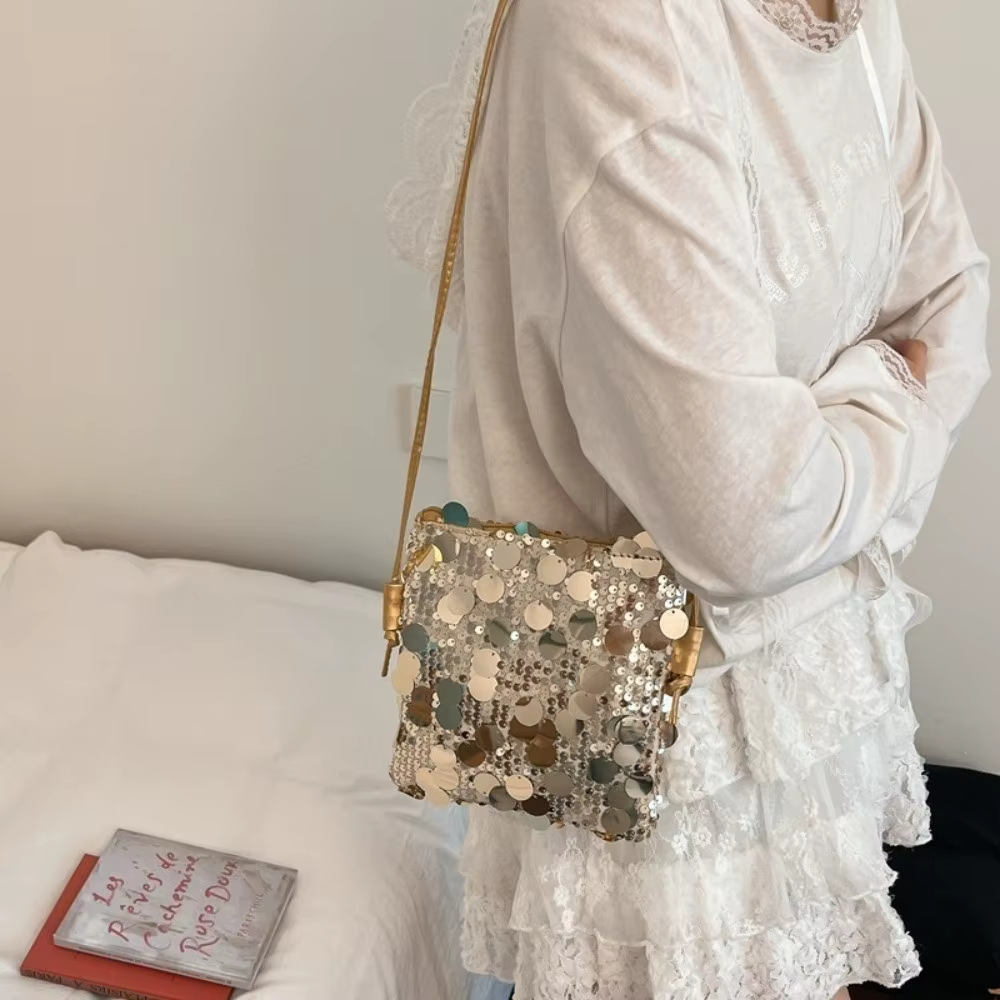 Sac à bandoulière mini en sequins pour femme