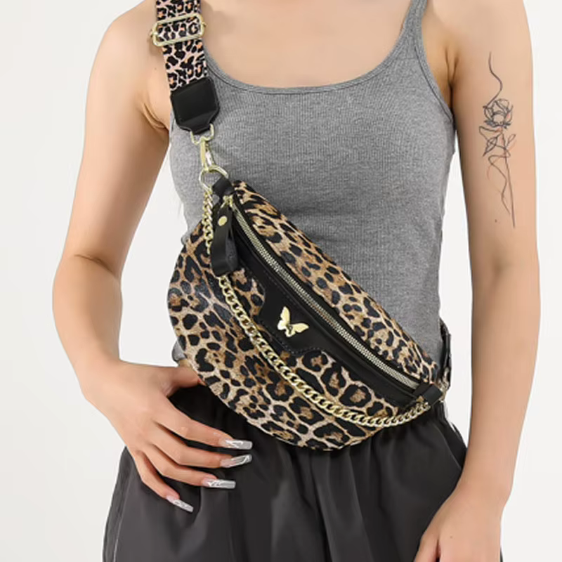 Sac banane imprimé léopard pour femme