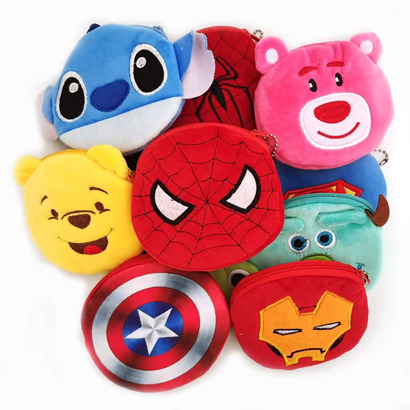 Porte-monnaie en peluche de dessin animé Disney pour garçons et femmes