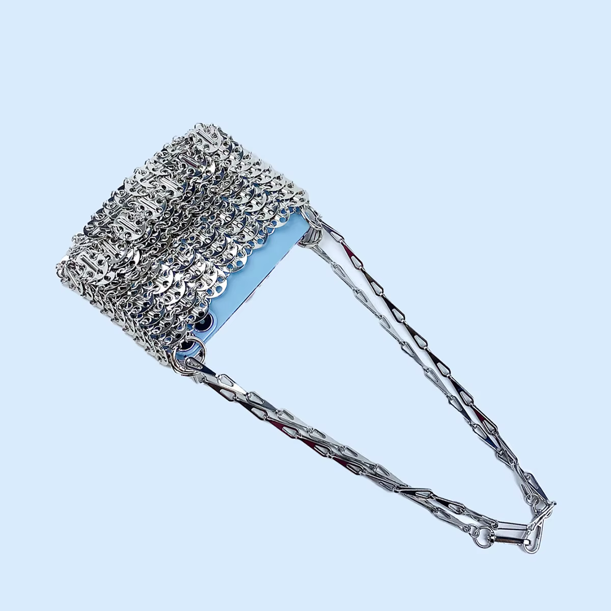 Sac argenté brillant tissé à la main