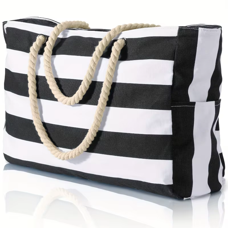 Sac fourre-tout de plage rayé à la mode
