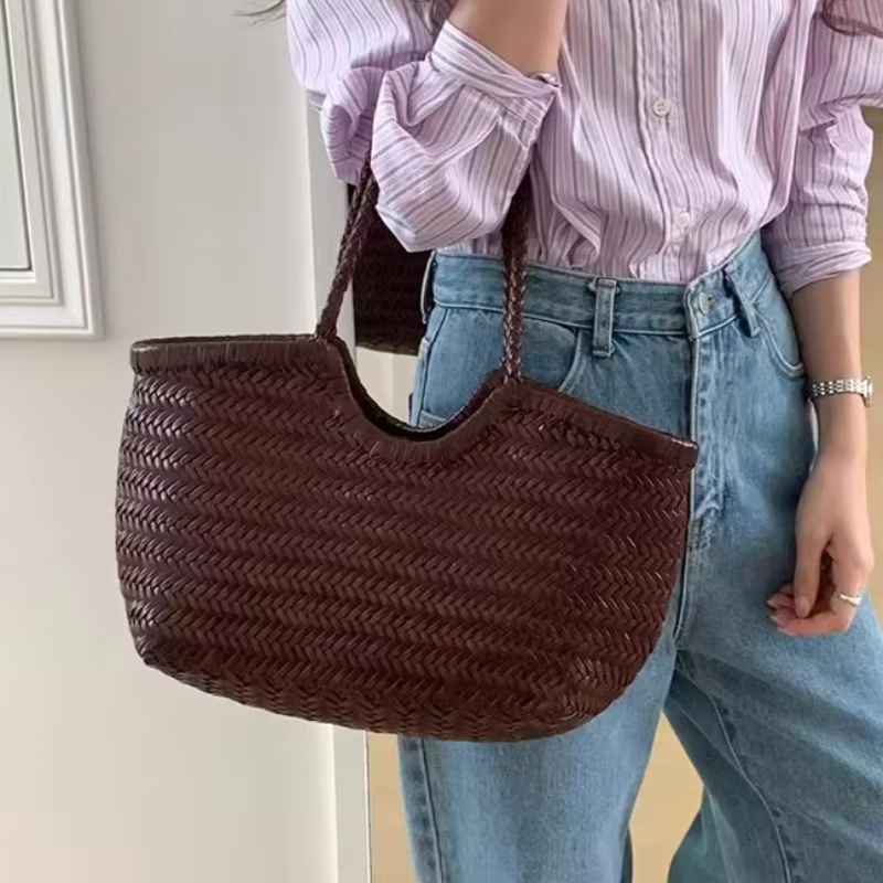 Sac tissé en cuir français