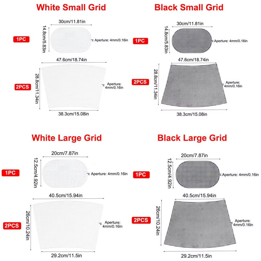 Accessoires pour sacs à main : Tissu maillé en plastique durable noir et blanc