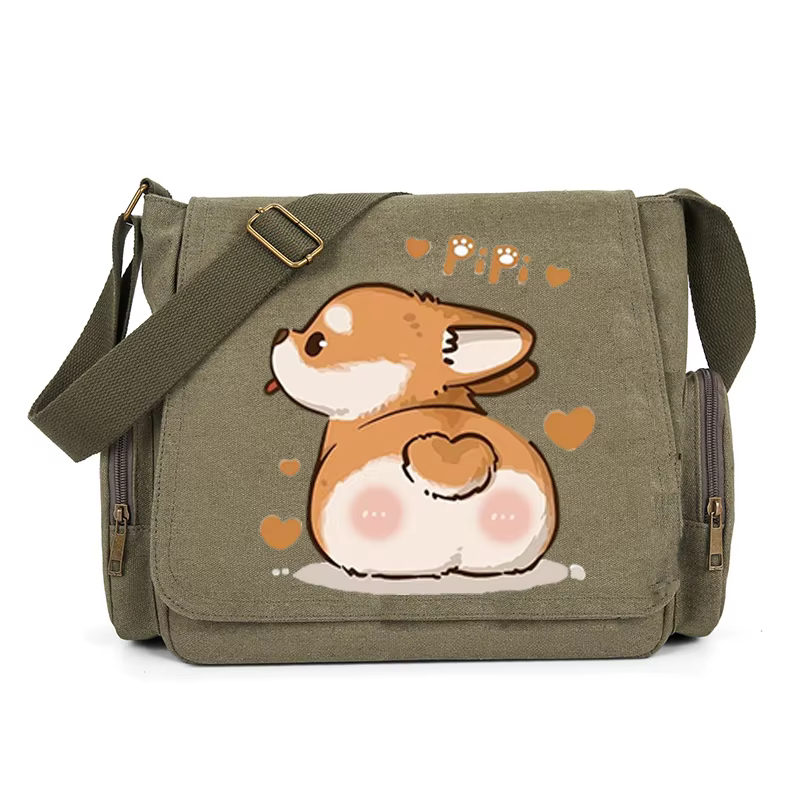 Sac à bandoulière imprimé Corgi pour femmes