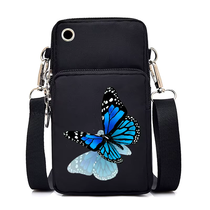 Femmes Mini sac de téléphone portable Vintage aquarelle papillon imprimé petits sacs à bandoulière fourre-tout sac à