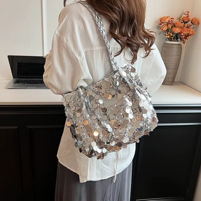 Grand sac sous les bras à paillettes de capacité