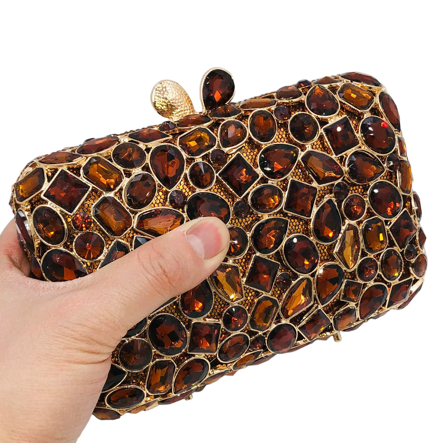 Boutique De FGG marron sacs De soirée et pochettes pour femmes pochette formelle fête De mariage strass