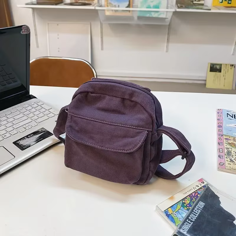 Mode petits sacs à bandoulière en toile pour femmes 2026 Mini épaule téléphone sac à main fille étudiant coton tissu