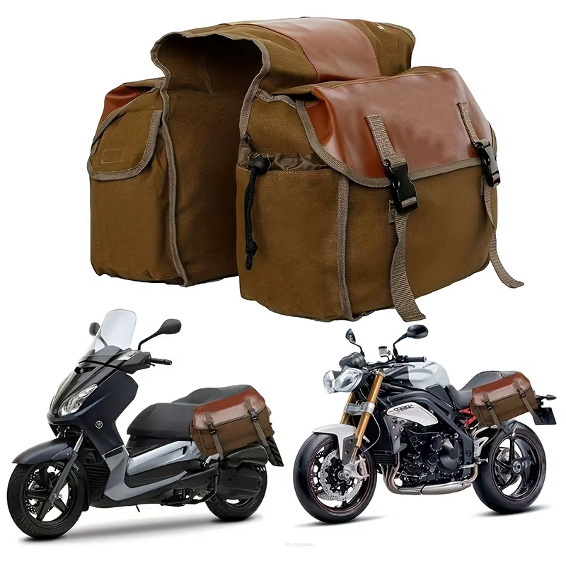 Sac de moto rétro en toile résistante à l'usure