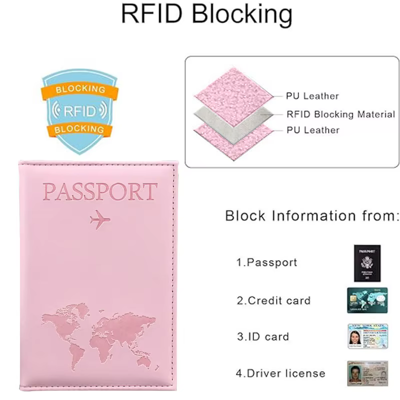 Couverture de passeport en cuir PU pour hommes et femmes