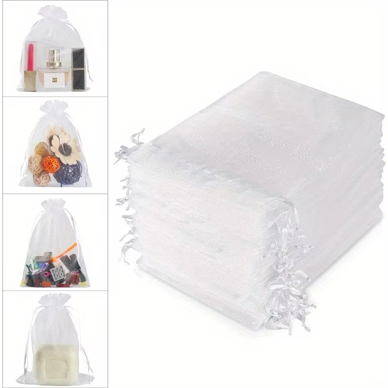 100 pièces sacs en Organza maille aléatoire
