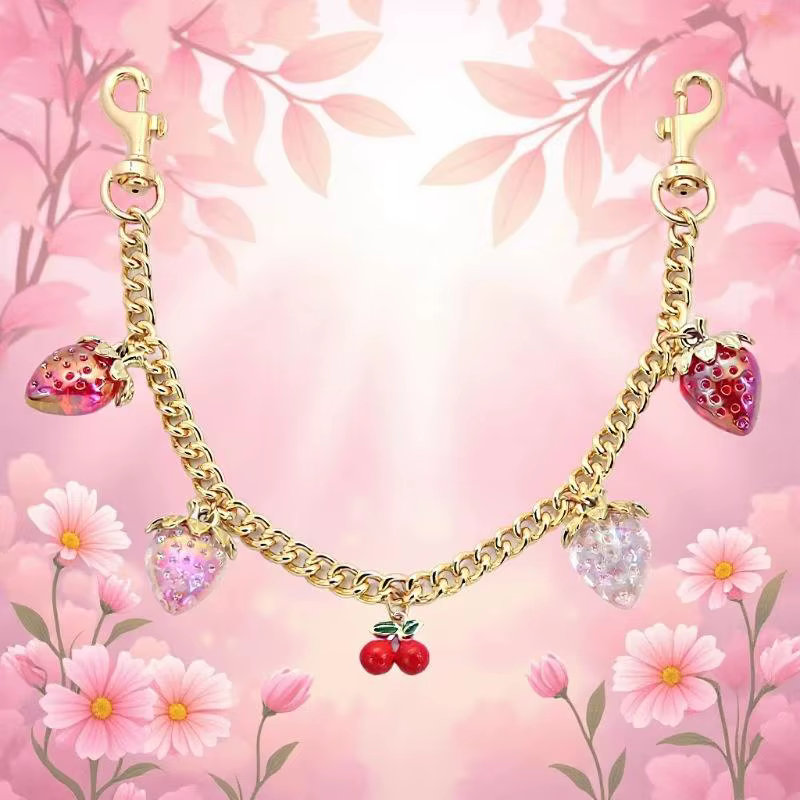 Chaîne DIY pour sac à main avec pendentif fraise-cerise