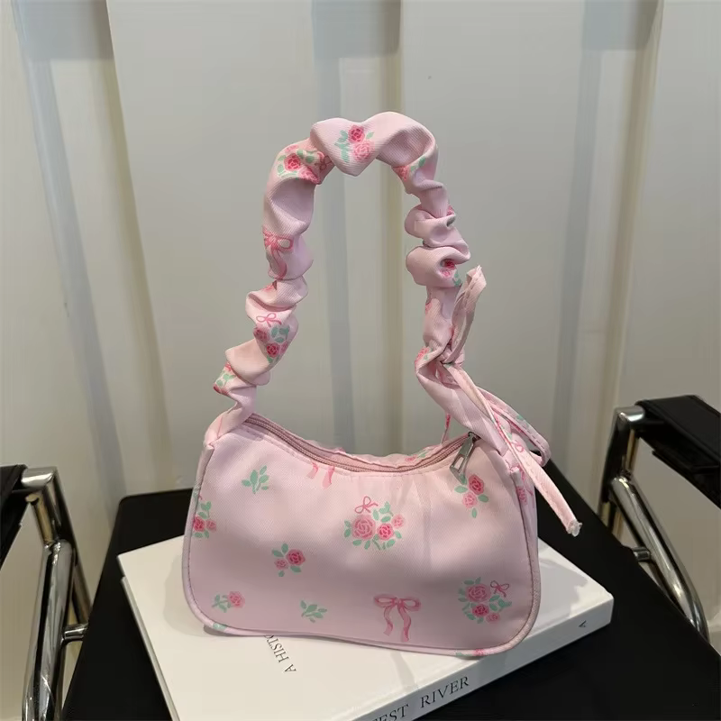 Sacs à main plissés à imprimé floral pour femmes