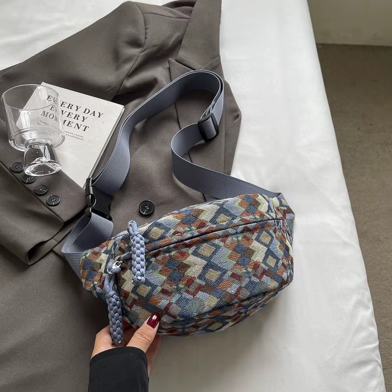 Sac banane femme en velours côtelé style bohème rétro
