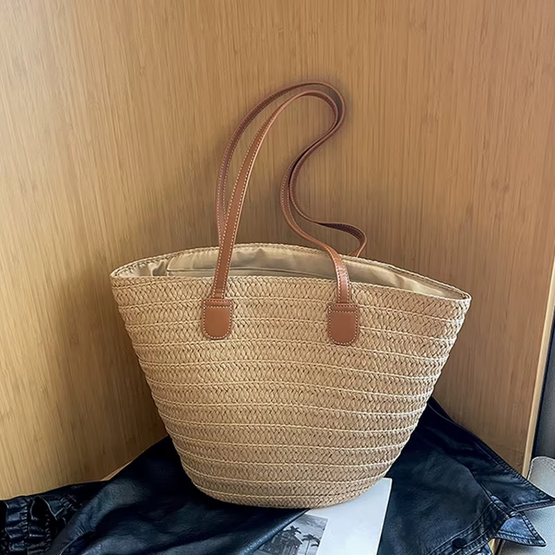 Sac à main tressé en paille pour femme