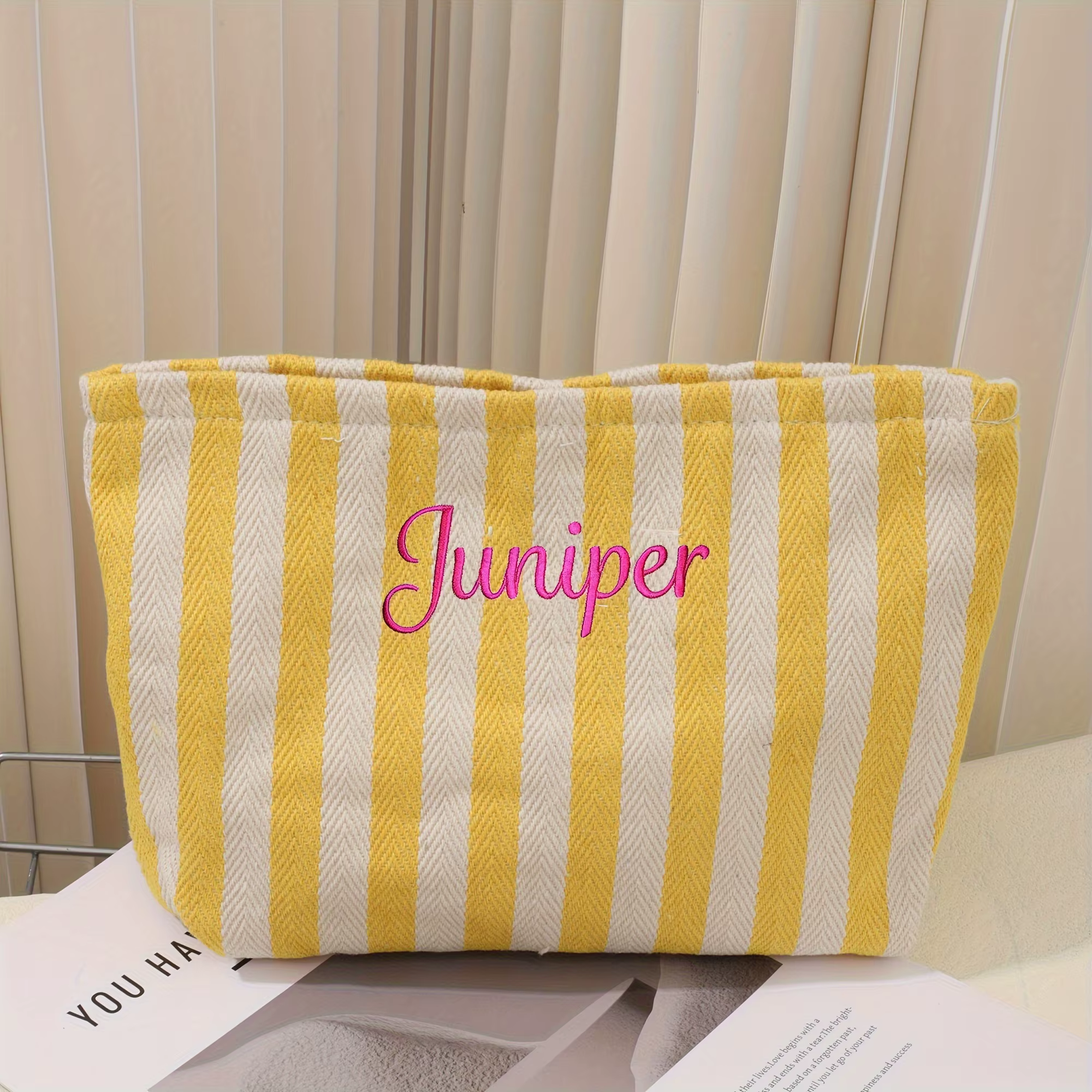 Trousse de maquillage rayée personnalisée