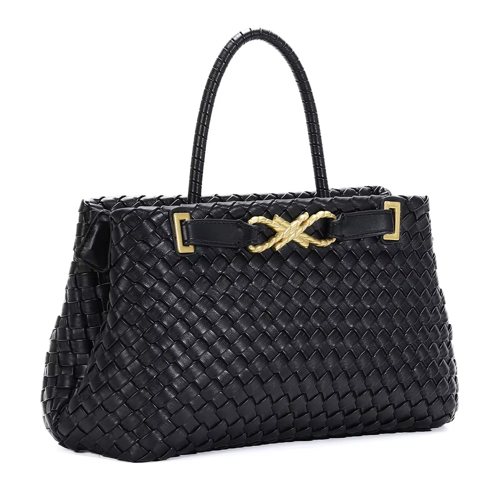 Sac fourre-tout tissé pour femme en cuir végétalien