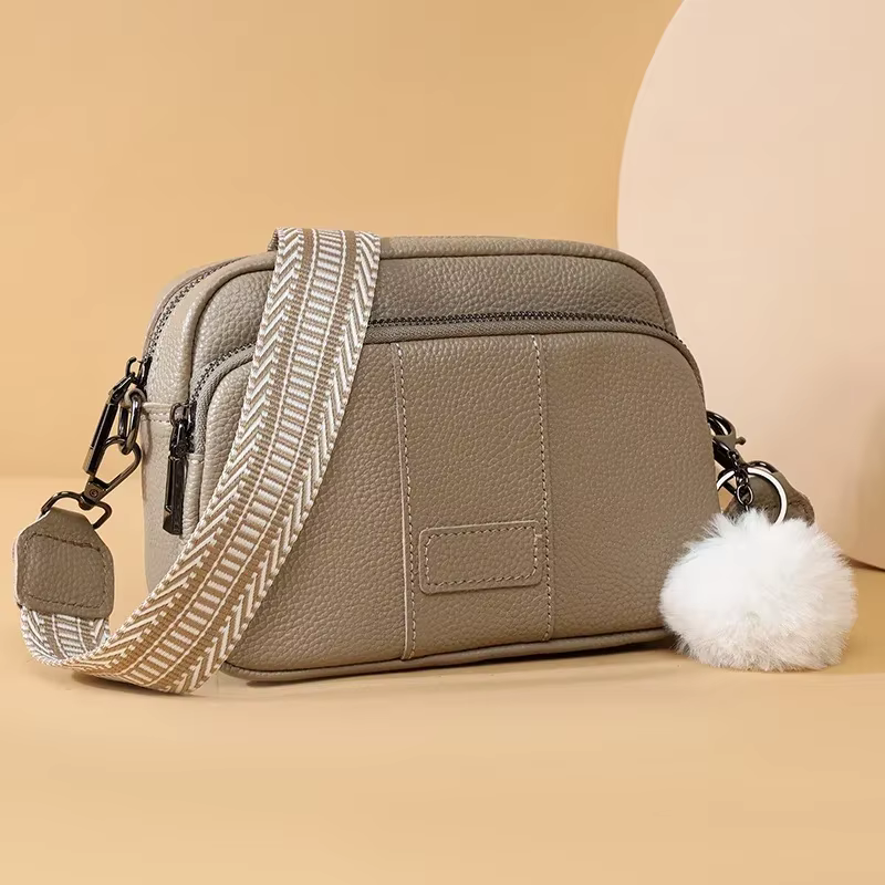100% Sac de messager en cuir véritable femmes mode Style femme Sac à main avec large bandoulière de luxe ampoule de